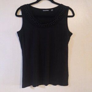 Micheal Simon Women Vintage Black Beaded Tank Top Size: Small
